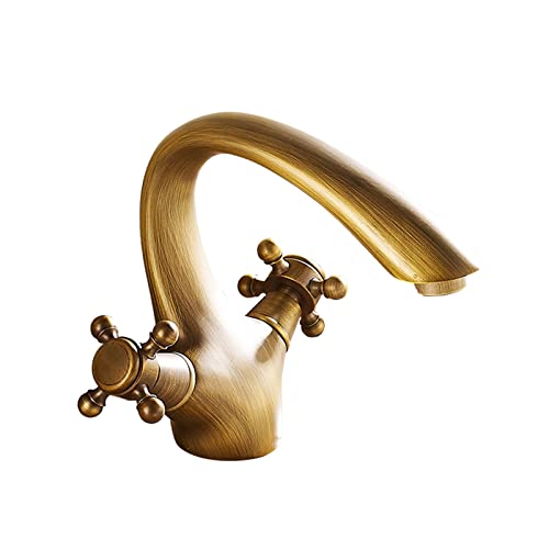 Robinet mitigeur antique double poignée pour évier salle de bain et douche 1 trou