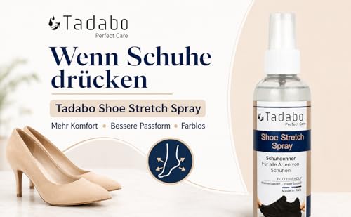 Tadabo Shoe Stretch 100 ml | Schuhdehner Spray für Leder & Wildleder | Enge Schuhe weiten | ECO-Formel | Made in Italy