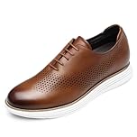 CHAMARIPA Elevator Shoes for Men | Invisible Height Increase Oxford Shoes | Built-in System Adds 2.76 Inches/7cm | Smart Casual Business Leather Shoes | Brown | UK 10