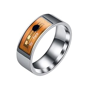 Nfc Smart Ring Waterproof Smart Ring Mens Ring Mens Fidget Ring Men’s Rings Stainless Steel Finger Ring Tag Ring Nfc Ring Smart Ring for Men Wearable Label Equipment Man, Medium