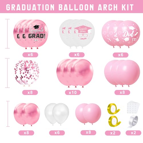 Image of Pink Graduation Decorations Class of 2026 - Set of 4 Balloons Boxes with Letters 2026 GRAD So Proud of You, Congrats Grad Party Decorations for Any Grades