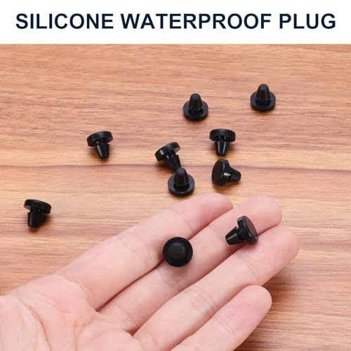 Image of UXCELL 10pcs 3 /16 inch (5.9mm) Button Hole Plugs - Snap-in Locking, Waterproof, Black