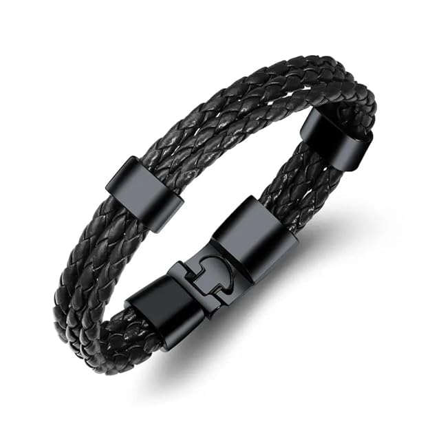 MEENAZ Bracelet for Men Black | Leather Bracelet for boys |Magnetic-Clasp Leather Mens Beads Bracelet | Bracelets for Men Stylish Combo Silver Stainless Steel Birthday Gift Anniversary Husband 757 (B0D1NBZBXF) Amazon Price History, Amazon Price Tracker