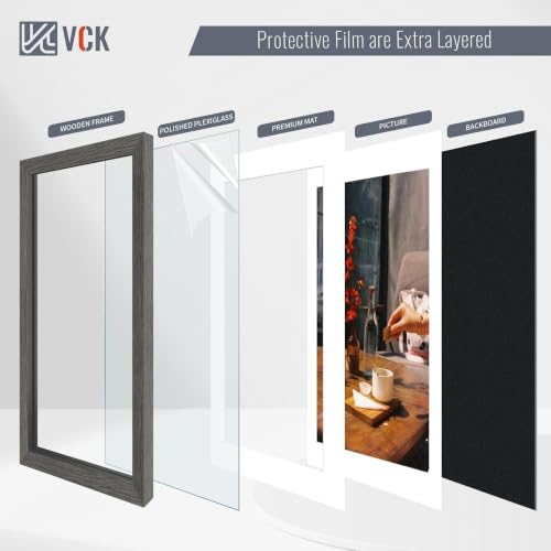 Image of VCK 20x30 Poster Frame 5 Pack, Grey Wood, 16x24 Mat, for Gallery Wall