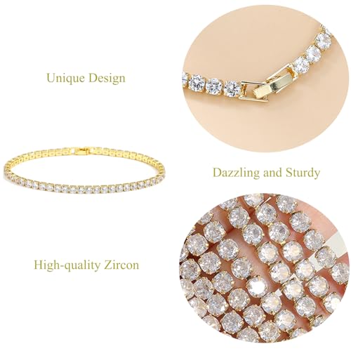 Gold Bracelets for Women,14k Gold Bracelets for Women with Cubic Zirconia, Tennis Bracelets，Gold Bracelets Gift2
