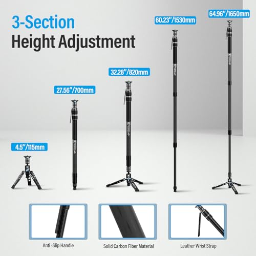 Image of SIRUI 65 inch /165cm Carbon Fiber Camera Monopod, One-Step Height Adjustment
