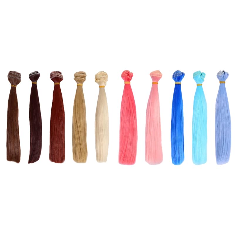 Homoyoyo 10Pcs Heat Resistant Doll Wig Softer Handcraft Hair for Doll Accessories Weft Hair for Crafting Styling for Creative Projects