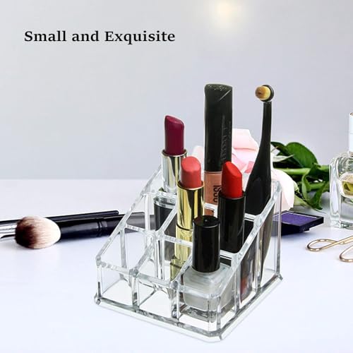 Image of Clear Acrylic Lipstick Lip Gloss Organizer 9 Slots Small Cosmetic Display Holder for Nail Polish Essential Oil