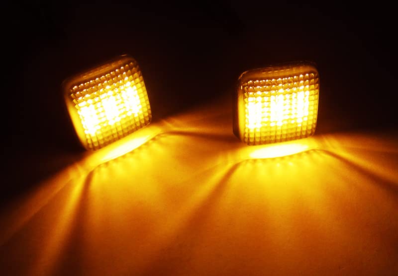 RZG 2x Indicatore Laterale con Lente Trasparente, Luci di Ripetizione a LED Giallo Ambra per C-Max DM2, Fiesta V, Focus II, Fusion, Galaxy