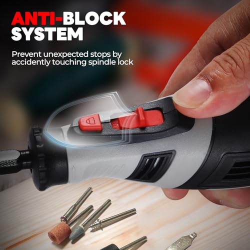 Image of Rotary Tool - 8V Cordless Rotary Tool w 2 Shield Attachments & Suitcase, 3.0Ah Battery Keyless Chuck 5-Speed Power Rotary Tools, 106 Rotary Tool Kit Accessories for Wood Grinding Cutting DIY Crafting