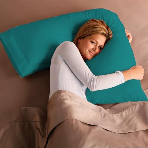 Adam Home V Pillow with Teal Pillowcase Extra Filled Hollow Fiber for