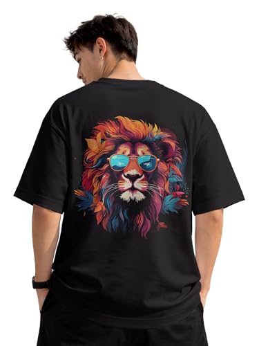 Image of fanideaz Mens Oversized Printed Half Sleeve Branded Cotton T-Shirt for Mens || Back Printed t Shirts for Men || Oversized t Shirts for Men