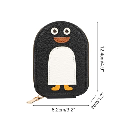 DONGKER Cute Penguins Card Coin Holder,PU Zippered Cartoon Penguin Accordion Card Wallet Built-in 11 Card Slots for Men Women4