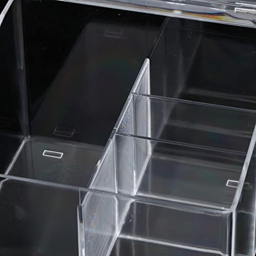 Almacenaje de cosméticos en caja con tapa transparente para evitar el polvo en el baño 3