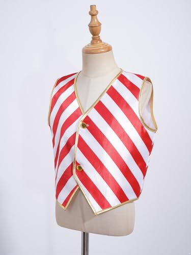 Aislor Kids Boys Girls Christmas Party Performance Vest Candy Cane Striped Blazer Top Festival Xmas Cosplay Waistcoat4