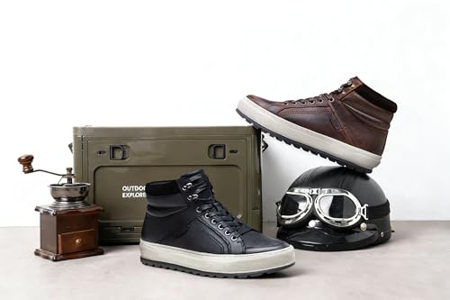 Image of Jousen Mens Casual Shoes Premium Leather Side Zipper High Top Boots Fashion Sneakers for Men