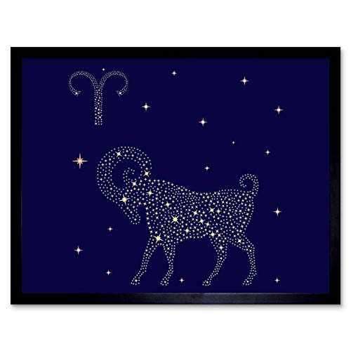 Painting Illustration Zodiac Star Sign Aries Ram Wall Art Print Mur Encadré Décor 30 x 41 cm