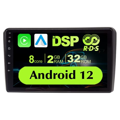 Android 12 Autoradio compatibile con Audi A3 8p radio con Carautoplay Android Auto Octa-Core Cpu, 9 pollici Ips Touchscreen mit Bluetooth 5.0 USB WiFi SWC DSP DAB, 2+32G