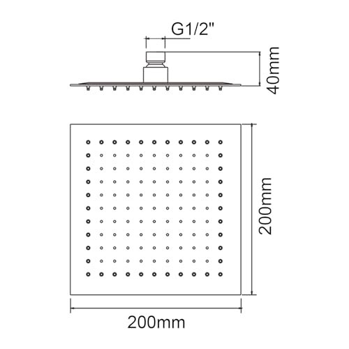 Ibergrif M20292 - Soffione Doccia a Pioggia, 20 x 20 CM, Docce Fisso Quadrato, Acciaio, Cromo - 3