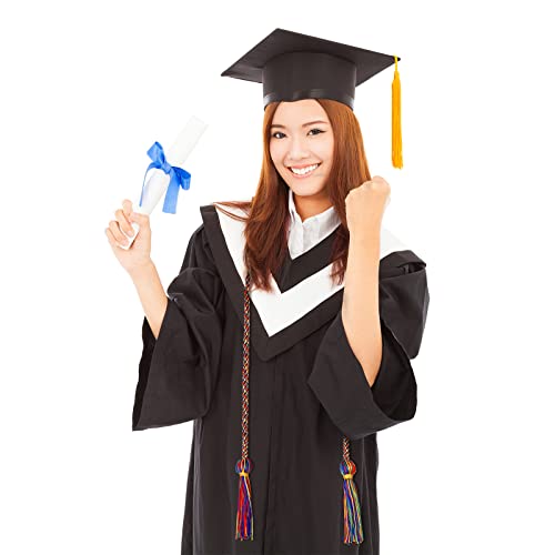 Image of TecUnite Graduation Cords Honor 2026 Polyester Yarn Decorative 67 inch Long Garland Twist Ties with Tassels for Bachelor Gown Graduation(Rainbow)