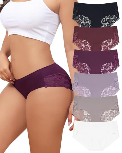 Lot de 6 culottes sans couture femme en dentelle invisible Levao S-XL