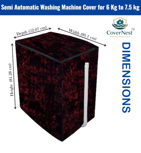Image of Covernest Semi Automatic Washing Machine Cover, Dustproof, Compatible with 6 Kg -7.5 Kg Washing Machines (WMC-RED DUST SEMI)