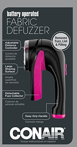 Image of Conair CLS1BP Battery Operated Fabric Defuzzer Shaver, Black /Pink