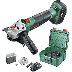 Bosch Home and Garden Amoladora angular a batería (1 batería, sistema de 18 V, diámetro de disco: 125 mm, en caja), Verde, AdvancedGrind 18 V