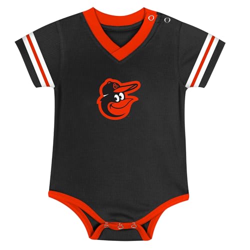 MLB Newborn & Infants 0-24 Months Official Primary Logo Creeper Romper Jersey (US, Age, 0 Months, 3 Months, Baltimore Orioles - Black)