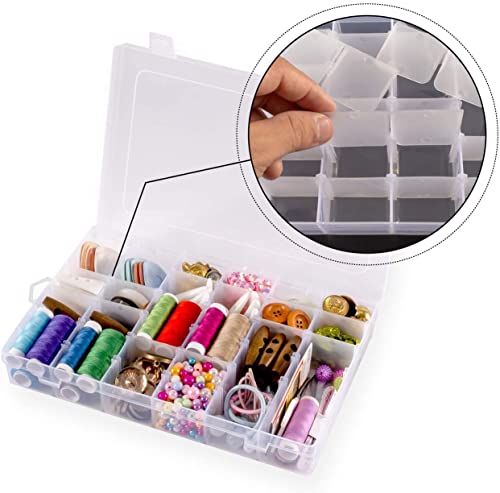 Image of Juvielich Clear Plastic Organizer Box,10 Fixed Grids Storage Container Jewelry Box for Beads Art DIY Crafts Jewelry Fishing Tackles 5.24 inchx2.36 inchx0.79 inch(LxWxH) 2PCS