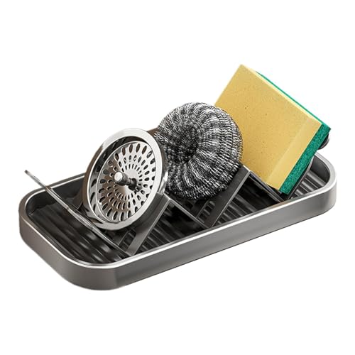 Jabonera - Acero Al Carbono con Bandeja De Multicompartimentos | Organizador De Esponjas para Platos, Soporte para Barra De Jabón | para El Hogar, Baño, Cocina, Fregadero, Mostrador De Esquina,