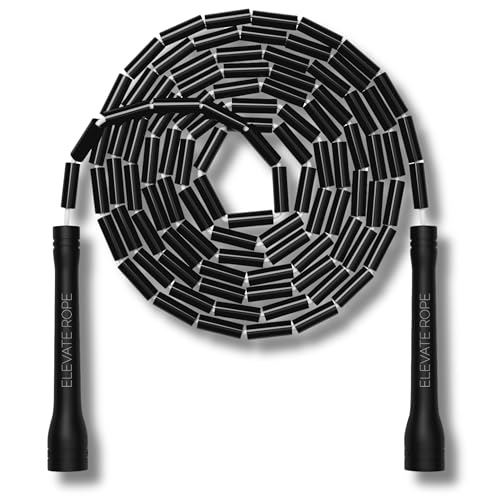 Elevate Rope Elevate Beaded Jump Rope - Professioneel springtouw met een instelbare lengte tot max. 3 m, dikte 3 mm polycord/8 mm inclusief kralen, gewicht 0,1 kg. (Zwart)