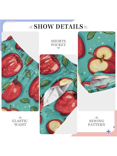 Cartoon Apples Leaves Boys Pants for Kids Jogger Pants with Pockets S4