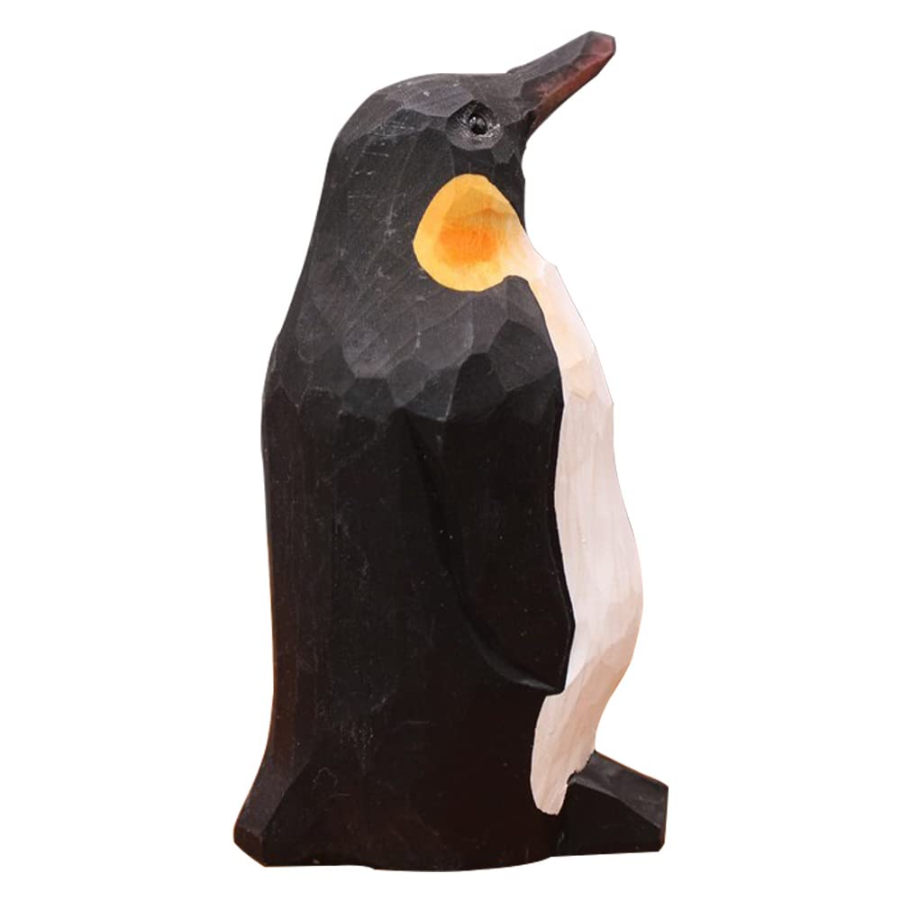 Alnintte Handmade Wooden Penguin, Goose - Annimal Statues Ornament 2 Pack (Penguin)