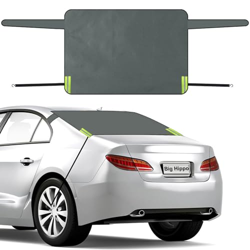 Image of Big Hippo Rear Windshield Snow Cover All Weather Back Window Frost Cover 600D Oxford Car Rear Windshield Cover Winter Car Accessories Fits Sedan SUV Van Truck, Gray（57.1 inchx 35.4 inch）