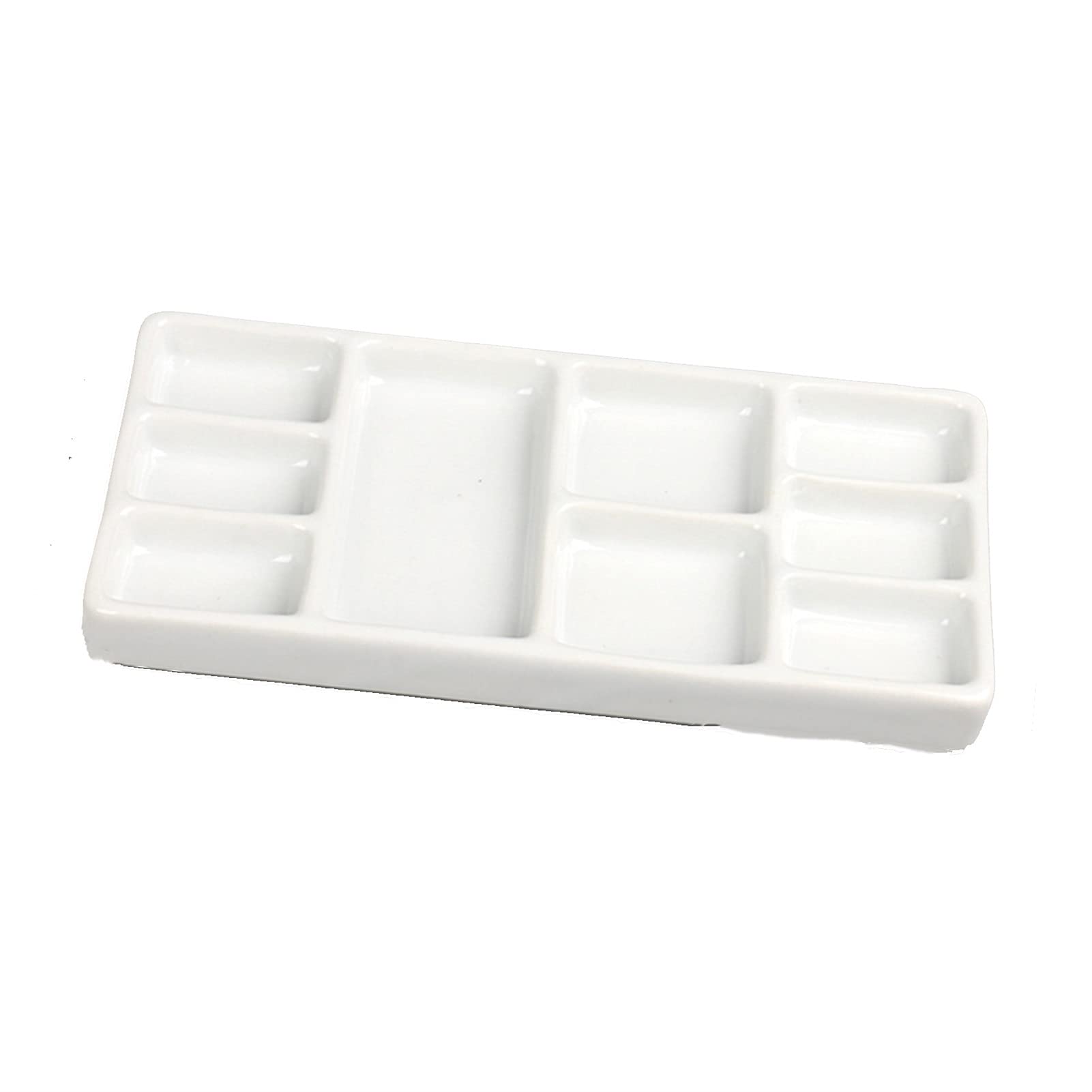 Paint Palette, Multi Grid Rectangular Ceramic Paint Palette Multicolor(Bianco)