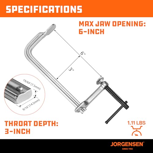 Image of Jorgensen Bar Clamps, 6-Inch Light-duty Drop Forged Steel Bar Clamps for Woodworking and Welding, 2 Pack