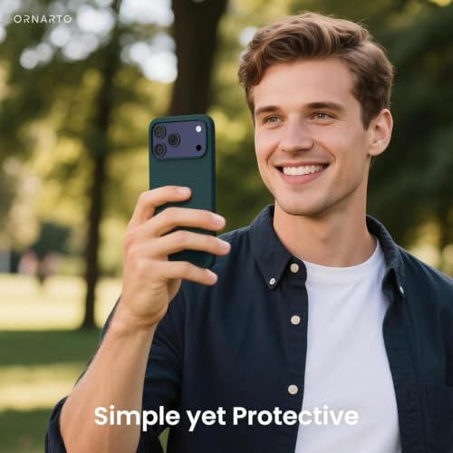 Image of ORNARTO Compatible with iPhone 17 Pro Max Case 6.9 inch, Slim Liquid Silicone 3 Layers Soft Gel Rubber Shockproof Protective Cover with Anti-Scratch Microfiber Lining-Olive Green