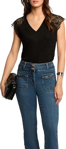 Morgan 251-dmeg Camiseta, Negro, L para Mujer