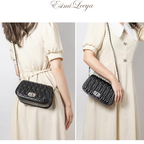 Quilted Handbags for Women with Chain Strap Shoulder Bags Trendy Compact Small Purses3