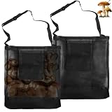 Bolsa de malla para setas, Bolsa de cinturón para recogida de setas, Bolsa plegable de caza de morilla, Bolsa Bushcraft Pequeña bolsa de viaje apilable Bolsa de malla de almacenamiento (negro, 2)