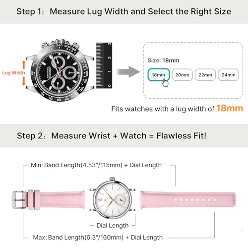 Image of Fullmosa 2 Pack 18mm Leather Watch Bands Quick Release Watch Strap for Men Women, Soft Replacement Strap Wristband with Stainless Steel Buckle,18mm White&Silver /Pink&Silver | 2 Pack Straps for Garmin Venu 3S /2S /4(41mm), Vivoactive 4S, Vivomove 3S, Forerunner 265S /255S, White+Pink /Silver+Silver