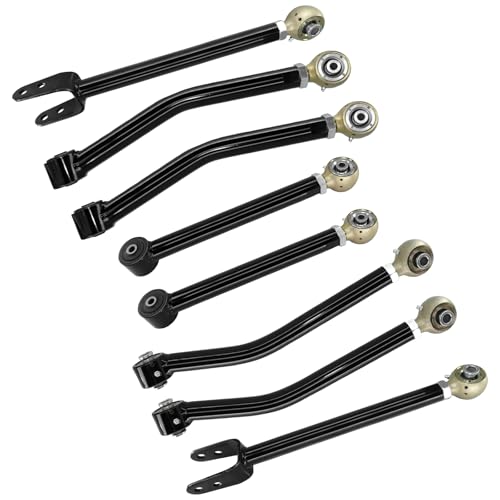 Frenzybro 8Pcs Front Control Arm Kit Rear Upper Lower Control Arms Suspension Replacement for Jeep Wrangler 2007-2017 Wrangler JK 2018 0-6