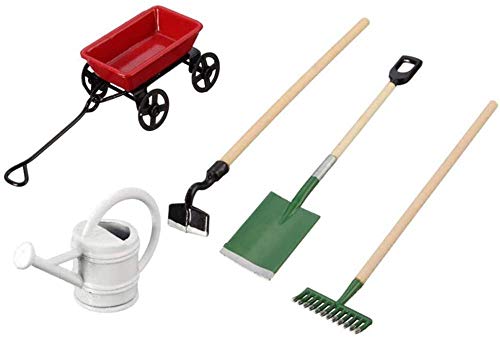 Preisvergleich Produktbild JWCN Gartenschaufel-Set Mini-Gartenpflanzen-Werkzeuge Schaufel-Set Farm-Geräte Auto-Wasserkocher-Set 1:12 Puppenhaus-Werkzeug Modellmodell Simulation Simulation Pocket Farm Kit Uptodate
