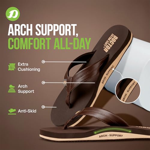 Image of DOCTOR EXTRA SOFT Thong Arch Support Ortho Slippers for Mens| Orthopedic Diabetic & Stylish| Lightweight Comfortable & Casual| Cushion Anti-Skid Bedroom Daily Use House Flip-Flops Gents Boys D-38