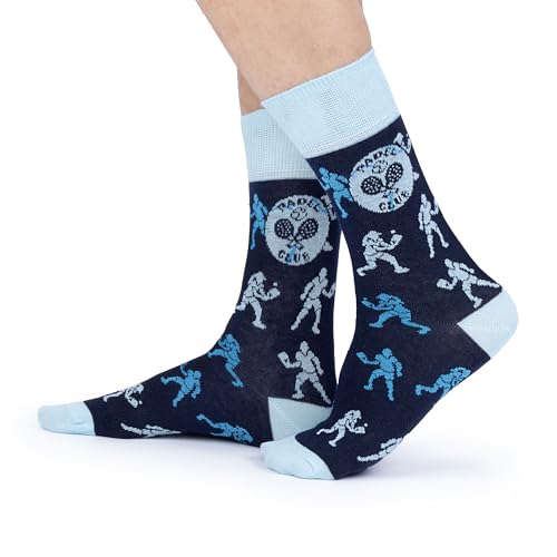 Chaussettes de padel Club Pickleball – Cadeau de sport amusant pour homme et femme – 1 paire, bleu marine, taille 40-45 – Chaussettes de padel fantaisie amusantes – vue 4
