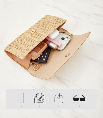 Image of BRYCTSISEN Women Straw Beach Clutch Purse Handbag Summer Elegant Vacation Style Shoulder Bag Crossbody Bag