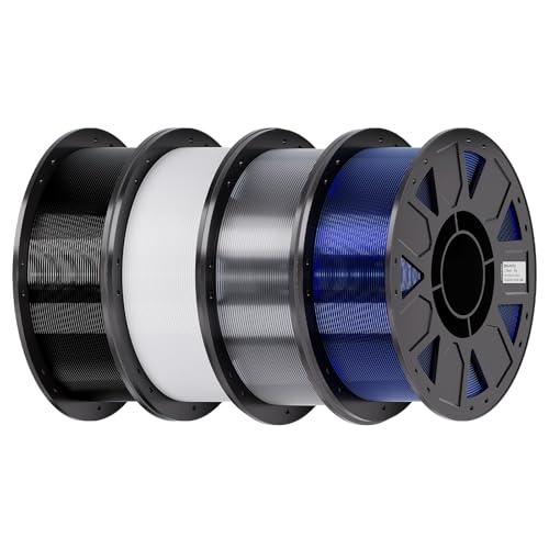Image of Creality Ender PETG 3D Printer Filament 1.75mm 4KG (8.8lbs), High Precision, Strong Toughness, Odorless, Better Flow, Moistureproof 3D Printing Ender PETG Filament, Black+White+Clear+Transparent Blue