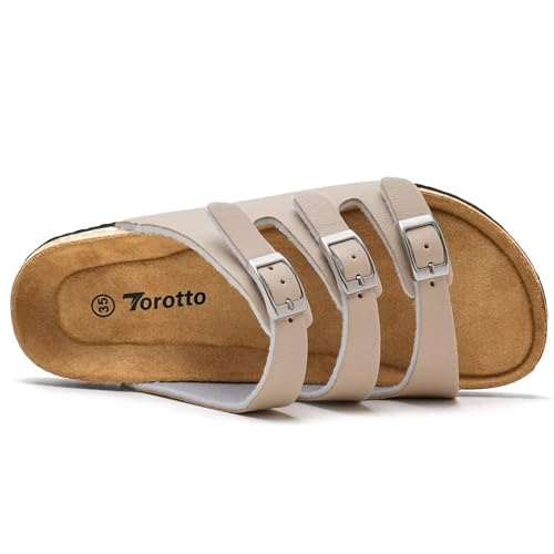 Torotto Boys Girls Sandals with Cork Footbed Adjustable Buckle Casual Slides Sandals Open Toes Flat for Kids Toddler2