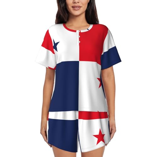 Pyjama femme Panama col rond ensemble deux pièces doux avec t-shirt et short décontracté